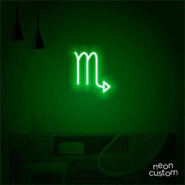 Imagem de luminaria letreiro Neon Led Signo Escorpião 100x90 luminoso decoração 