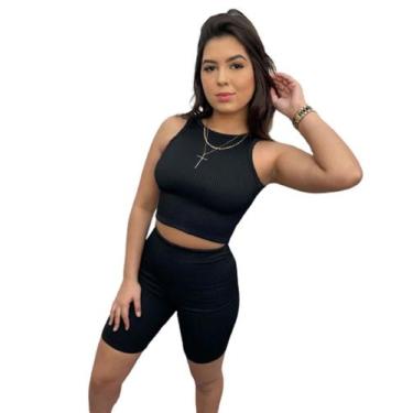 Imagem de Conjunto Canelado Plus Size Gringa Cropped e Shorts XG Ccg - shop.impe