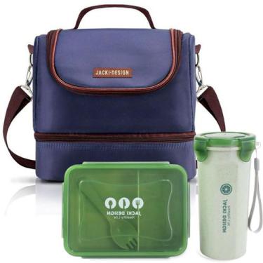 Imagem de Bolsa Térmica Lancheira Necessaire Alça Ombro Kit Marmita e Copo Box  