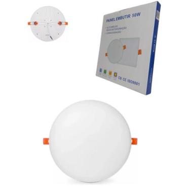 Imagem de Luminária Plafon Led Borda Infinita 50W Embutir Redondo Bivolt Neutro 