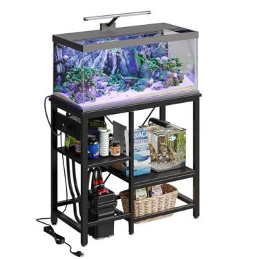 Imagem de Bestier Suporte para aquário de peixes de 20-29-37 galões com tomada, suporte de aquário de metal 76 x 33 com armazenamento de filtro, suporte de tanque de répteis de 6 pernas com prateleiras de