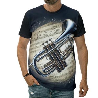 Imagem de Camiseta Trompete Instrumento Musical Sopro Partitura Música - Darkwoo