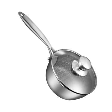 Imagem de IEUDNS Pote de molho de aço inoxidável, panela multifuncional com tampa de vidro, pote de sopa para molho macarrão café cozinha, 20cm