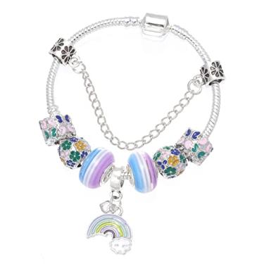 Imagem de Pulseira serpentina prata pingente arco-íris com esperador diversidade humana e unidade da humanidade LGBQT amor e justiça para todos para todos tamanho padrão 5 mm Pandora insubstituível, Vidro de