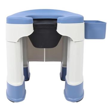 Imagem de Cômoda de Cabeceira, Almofada de PU Confortável, Base Estável, Resistente, Forte Força de Adsorção, Alta Capacidade de Carga, Penico Adulto Dobrável para Quarto (Azul)