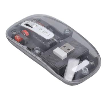 Imagem de Mouse Portátil Silencioso e Fino de LED 2,4 GHz Bluetooth Mouse 800 1200 1600 DPI, Mouse óptico Transparente Recarregável para Computador PC Laptop Tablet (Cinza)
