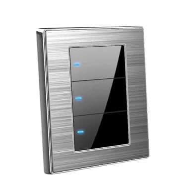 Imagem de Interruptor de luz com espelho de aço inoxidável (3 TECLAS - 1 CAMINHO)