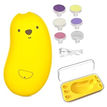 Imagem de Cortador Aparador De Unha para Bebê e Criança Elétrico com 6 Lixas e luz LED (Amarelo)