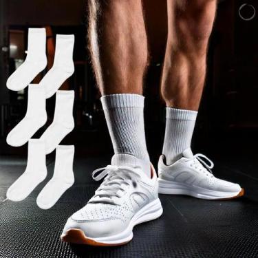 Imagem de Kit 3 Pares Meia Cano Alto Respirável Esporte Academia - Rupee For Men