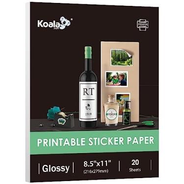 Imagem de Papel adesivo brilhante Koala para impressora a jato de tinta e laser, papel adesivo fotográfico imprimível, 20 folhas de papel fotográfico autoadesivo de 20 x 28 cm para scrapbook, logotipo da marca, adesivos de decoração de festa