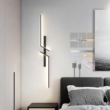 Imagem de GZZBMY Luminária de parede com controle remoto LED acrílico lâmpada de parede carregamento USB 5000mAh bateria arandela 3 cores temperatura imagem iluminação de parede alumínio para sala de estar