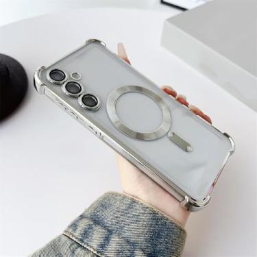 Imagem de Capa transparente de luxo para Samsung A55 A16 S25 S24 Ultra S23 FE Plus A35 A25 A15 A06 A05 A05S Capa TPU macia, prata, para Galaxy A16 5G