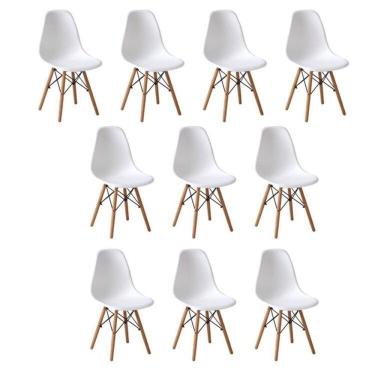 Imagem de Conjunto 10 Cadeiras para Sala de Jantar/cozinha Eames Eiffel Dkr Branco