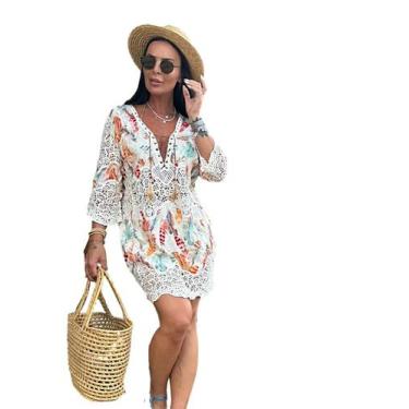 Imagem de Saida De Praia Feminino Boho Bohemia Macrame Algodão 2818 - Show store