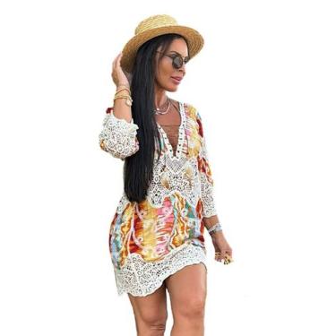 Imagem de Saida De Praia Feminino Boho Bohemia Macrame Algodão 2818 - Show store