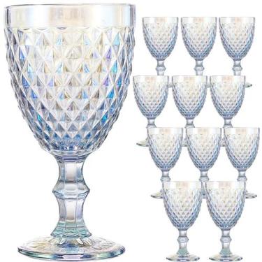 Imagem de Jogo 12 Taças de Vidro Luxo Agata Rainbow Furtacor 340ml Vinho Água Dr