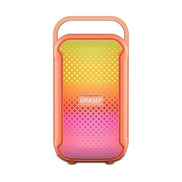 Imagem de Grasep Caixa de Som Portatil - Caixinha de som bluetooth com Luzes RGB, 12W RMS, Bateria de 1800mAh, Entradas para Pendrive e Micro SD, Radio FM integrado- Ideal para Acampamento e Praia (rosa)