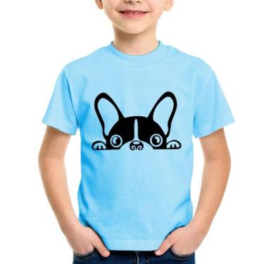 Imagem de Camiseta Infantil Cachorro Boston Terrier - Foca na Moda, Azul bebê, 2