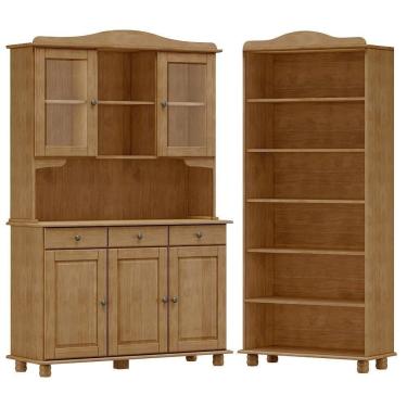 Imagem de Cristaleira 5 Portas Estante Livreiro Madeira Maciça Freijo Milani Store Freijo
