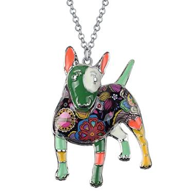 Imagem de BONSNY "Bowser" Love Heart Esmalte de liga para animais de estimação inglês Bull Terrier Dog colar Animal Feminino Pingente