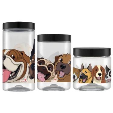 Imagem de Kit 3 Pote para Ração Porta Petiscos Organizador Multiuso 2LT 1,5LT 1L