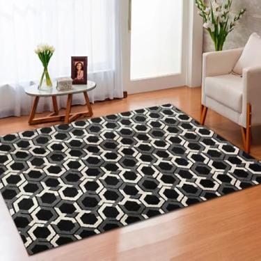 Imagem de Tapete para Sala 2,00m x 1,35m – Lindo, Moderno e Sofisticado, Ideal para Decoração de Ambientes com Base Antiderrapante na Cor Preto