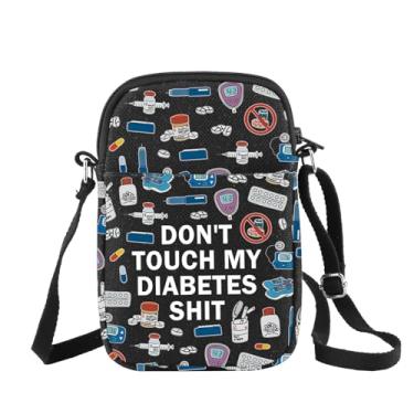 Imagem de CHOORO Bolsa tiracolo para diabetes para insulina Diabetes Awareness Gifts Don't Touch My Diabetes Sh*t Bolsa de ombro Kit de suprimentos para diabéticos, Diabetes B