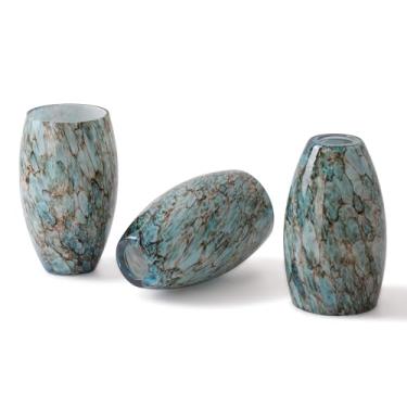 Imagem de MIAOMEIO Luminária De Reposição Globe Shade, Abajur Para Base E26 1-5/8 Polegadas Fitter, Capa De Abajur Oval De Vidro Colorido Para Pendente De Cozinha, Arandela, Lustre, Luz De Vaidade (3, Azul Ág