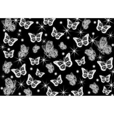 Imagem de DORCEV 2,4 x 1,8 m, fundo do início dos anos 2000, faixa de festa de borboleta com glitter, preto, fundo para fotografia de festa dos anos 2000, vintage, glamour, decoração de festa de aniversário dos
