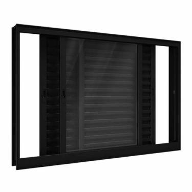 Imagem de Veneziana 3 Folhas 100X120 Alumínio Preto Linha 25 Jade - Brecorimo