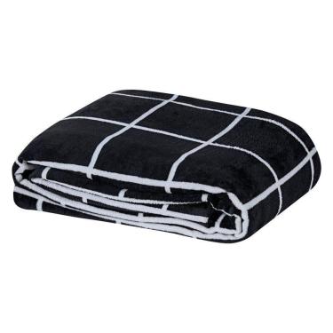 Imagem de Manta Casal Padrão Austin Flannel Microfibra 1 Peça - Preto