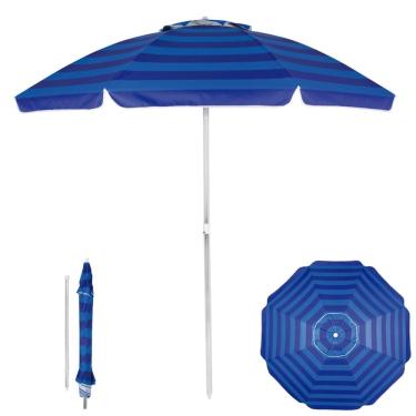 Imagem de Guarda Sol 2,4 Metros Alumínio Articulado Sombreiro Praia Piscina Jardim Azul - 3741 Mor