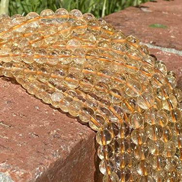 Imagem de ABCGEMS Mel Citrino Brasileiro (Dureza Mohs 7- Corte Prime do Centro de Pedra) Pedra de Cristal Energia de Cura Ideal para Pulseira Colar Anel DIY Joias Fazer Artesanato Masculino Feminino Liso Redondo Pequeno 6 mm