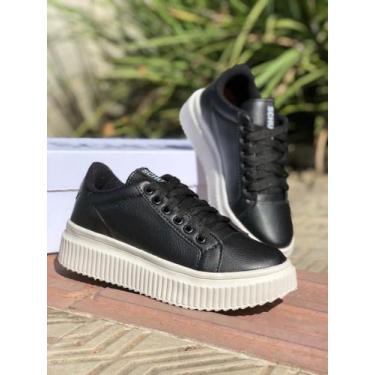 Imagem de Tênis Feminino Plataforma Casual Preto e Branco - Bela Rios, Preto sin
