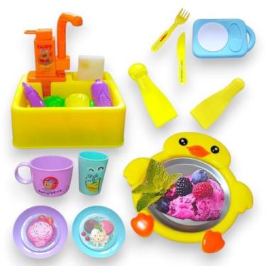 Imagem de Máquina de Sorvete Infantil com Chapa Fria, Pia Sai Água e Acessórios, Sorveteria de Brinquedo