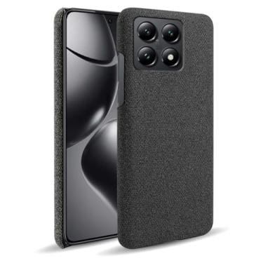 Imagem de Capa para Xiaomi 14T Pro,Capa desenhada em lona,Case Protetora Ultrafina com Empunhadura Macia,Design em Tecido Antichoque e Antiarranhões-Black