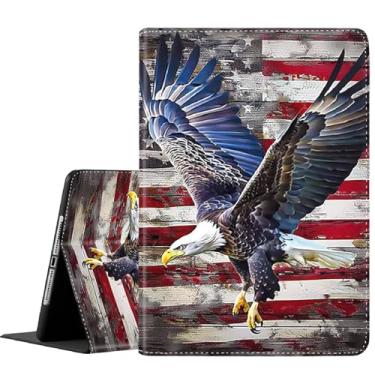 Imagem de Capa para tablet Samsung Galaxy Tab A9 Plus de 11 polegadas [SM-X210/X216/X218], capa fina e dobrável com despertar/hibernar automaticamente para Galaxy Tab A9+ 11 2023, bandeira americana águia