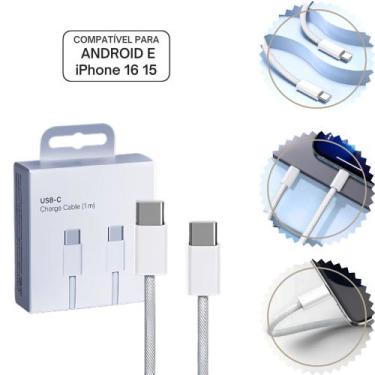 Imagem de Cabo de Carregador Trançado Usb Tipo C Compativel P/ iPhone 15 16 Plus