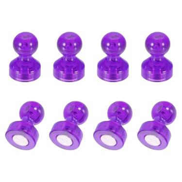 Imagem de PATIKIL 8 peças de pinos de ímãs, 0,7 x 0,5 ímãs fortes de geladeira quadro branco magnético tachinhas decorativas para geladeira Locker calendário escritório, roxo