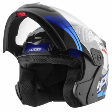 Imagem de Capacete Moto Mixs Gladiator RPM Articulado Escamoteável Robocop Brilhante Azul 58