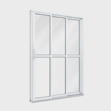 Imagem de Porta de Aço de Correr Lateral com Travessa 3 Folhas 213x200cm Aço Pronto Riobras