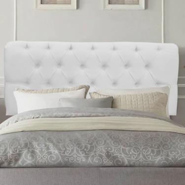 Imagem de Painel Estofada Paris Botão Capitonê 120cm Viúva Solteirão Para Cama Box Quarto Suede Branco - Ahazzo Móveis