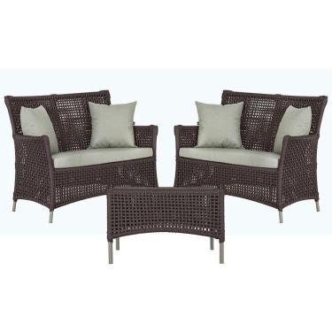 Imagem de 2 Sofás E Mesa Igapó Alumínio Fendi Corda Náutica E3 Trama Marrom
