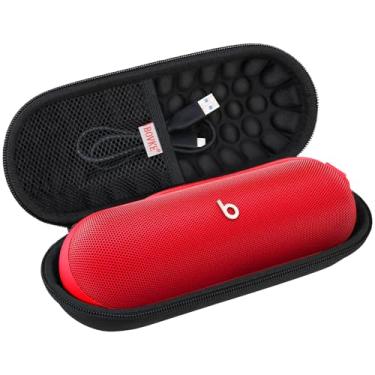 Imagem de BOVKE Estojo de transporte para alto-falante Bluetooth portátil Beats Pill 2024, capa protetora de viagem com enchimento de espuma e bolso de malha para novos acessórios de pílulas Beats, preta