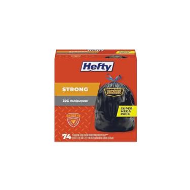 Imagem de Hefty E85274 Sacos De Lixo E Cozinha Altos Ultra Fortes, 30 Galões, 1,1 Mil, Preto, 74/Caixa 74 Unidades (Pacote Com 1)