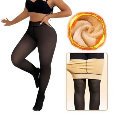 Imagem de Meia Calça Translúcida Forrada Pelúcia Pelinho Inverno Baixa Temperatu