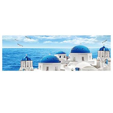 Imagem de Santorini Vista do Mar Egeu. Imagem de impressão de arte em tela panorâmica. Imagem de arte em tela para decoração de casa. Para decoração de casa - 60 x 180 cm sem moldura