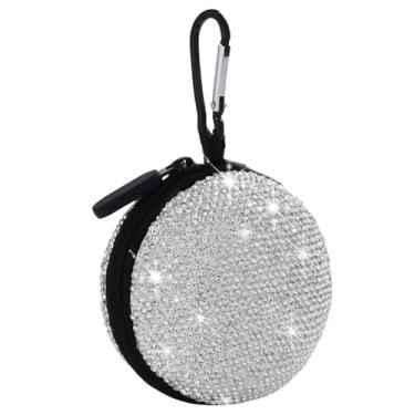 Imagem de Capa para fones de ouvido, capa redonda de strass, capa de fone de ouvido pequena de luxo, estojo de viagem portátil para fones de ouvido, capa multiuso para fone de ouvido com cabo USB