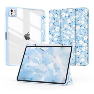 Imagem de Jarviwiin Capa para iPad Pro 33.0 cm (M4) 7ª geração 2024, capa fina com três dobras, Smart Folio Auto Wake/Sleep com parte traseira transparente/suporte de lápis para iPad Pro 13 polegadas 7 geração