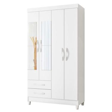 Imagem de Guarda Roupa Solteiro 103cm com Espelho Dony Flex A02 Branco - Mpozena